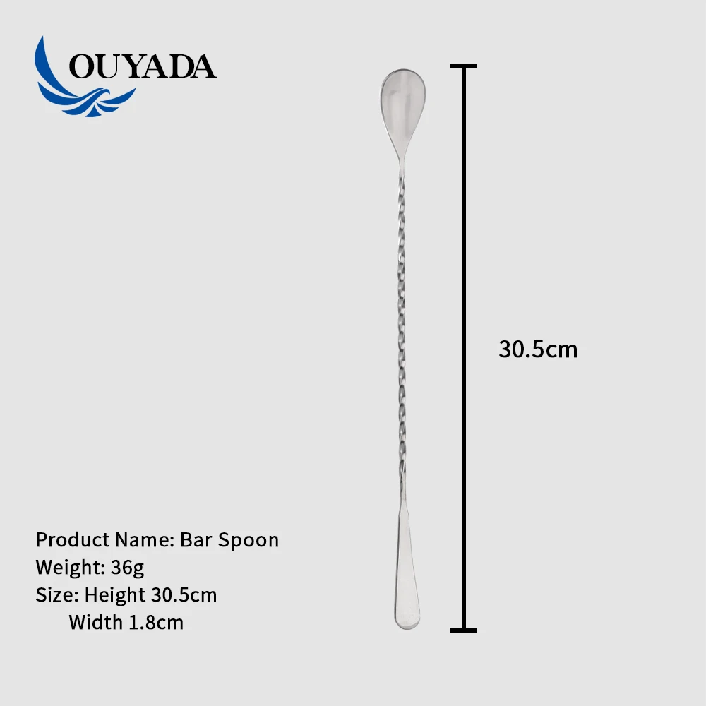 
Factory Direct customized twisted metal stainless steel spinning cocktail bar spoons 