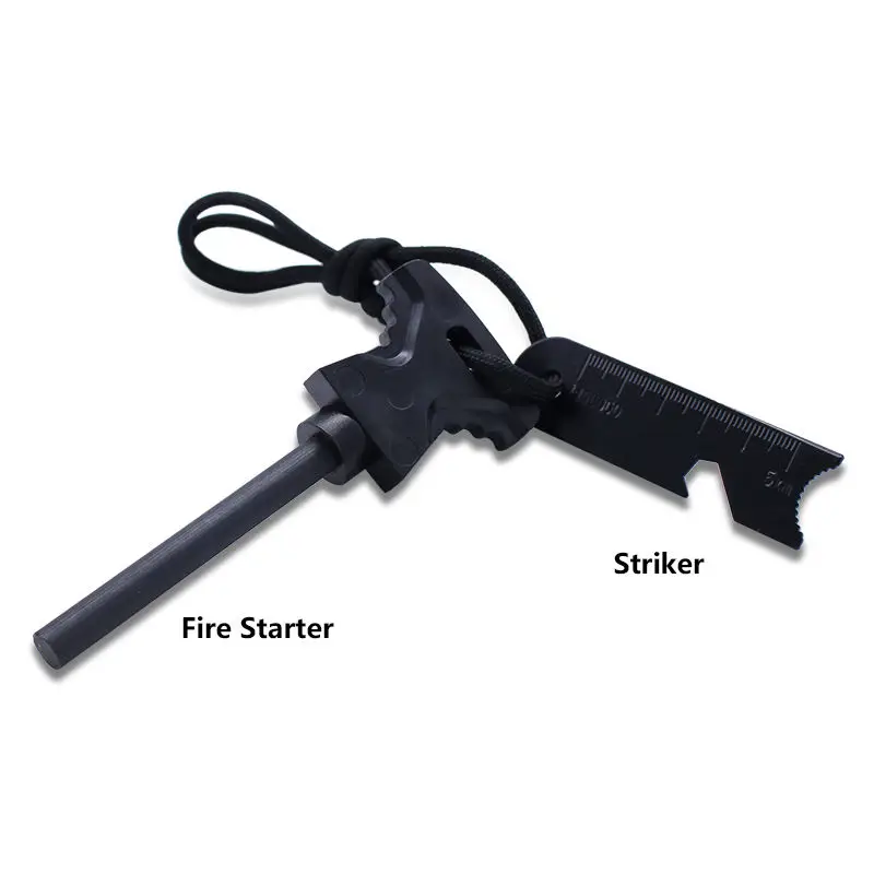 In Stock 5/16 Inch Survival Waterproof Fire Starter Outdoor Camping Hiking Portable Wood Handle Flint Fire Starter Survival Kit