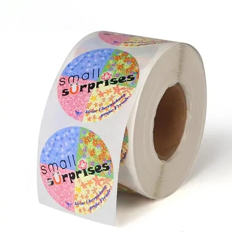 Custom High Quality Printed Permanent Self Adhesive Vinyl Round Logo Label Sticker Roll