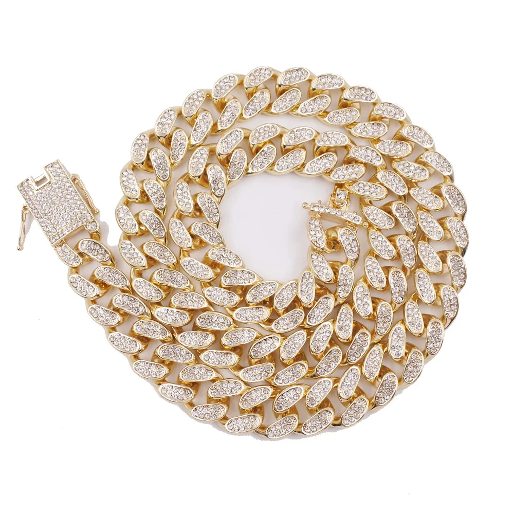 hip hop jewelry  gold plated miami cuban link necklace chains wholesale price mens hip hop chains