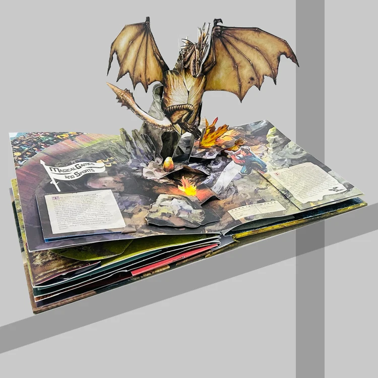 Personalized art full thick story 3d hardcover book elastic fabric decorative stamping pop-up book for kids