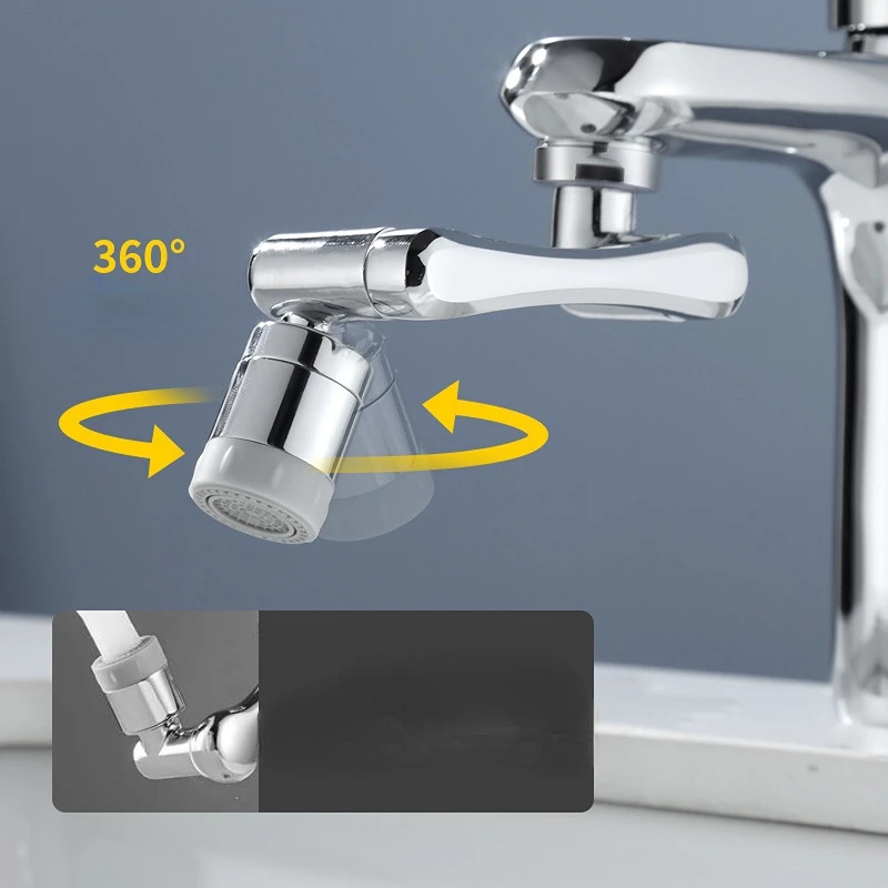 1080 Rotating Faucet Extender Aerator Universal Splash Filter Faucet Big Angle Rotating Robotic Arm Water Nozzle Faucet Extender