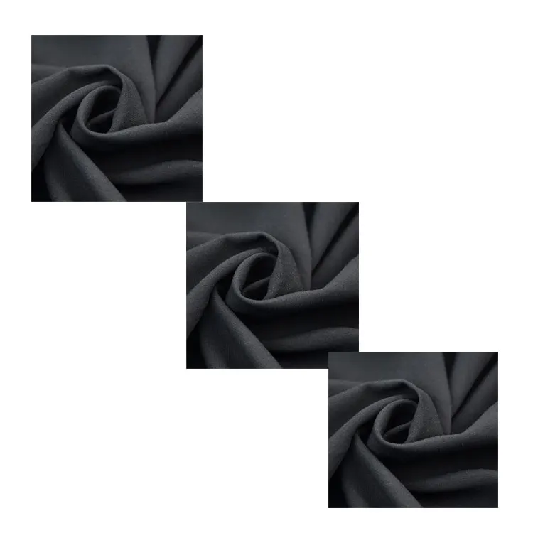 Free Sample Rayon Stretch Black color Fabric Viscose Polyester Double Layer Spandex  Woven Fabric For Garments Clothes
