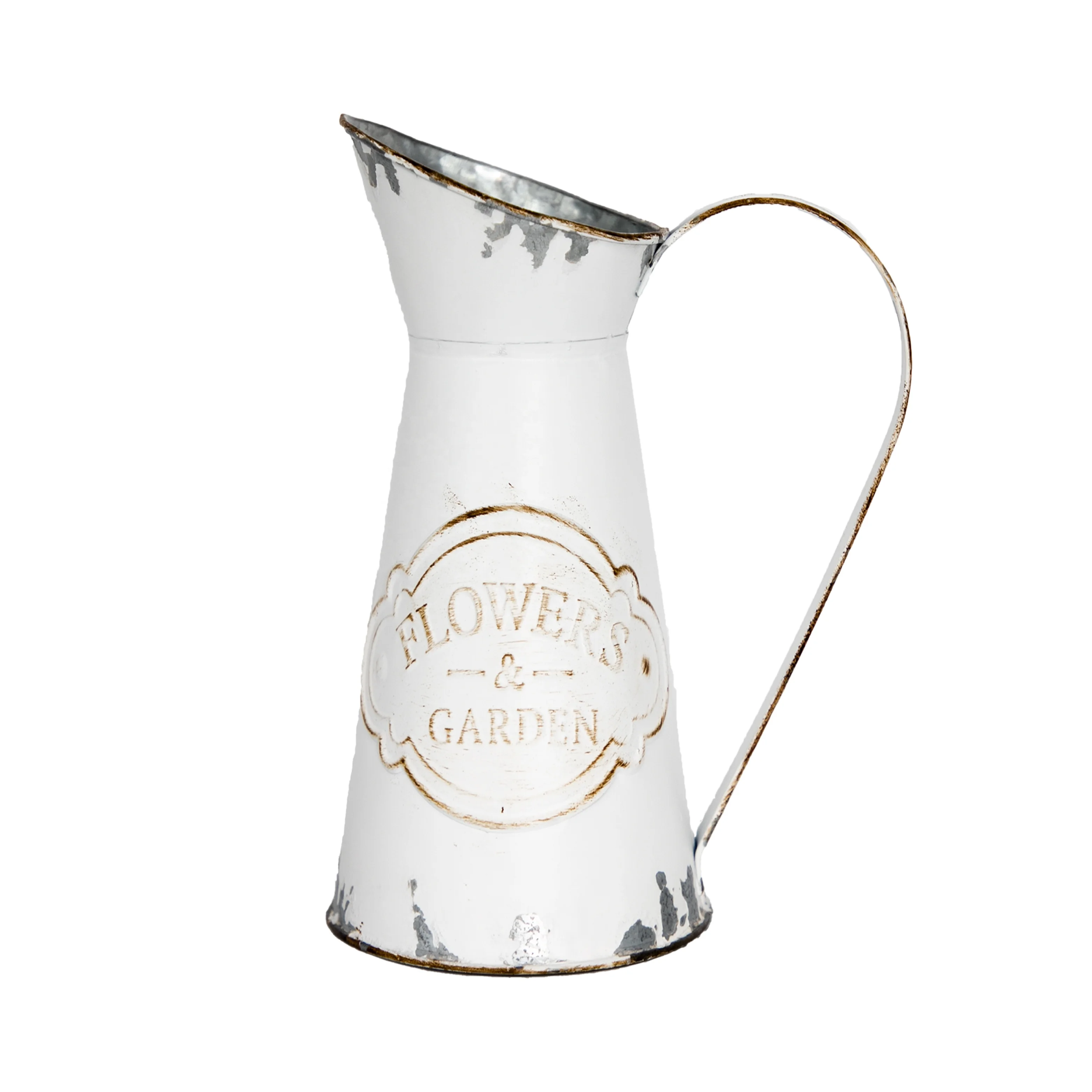 
 2022 Metal Farmhouse Pitcher Flower Vase Vintage Galvanized Jug Shabby Chic Rustic Vase Decorative Vase Holder for Home Kitchen  