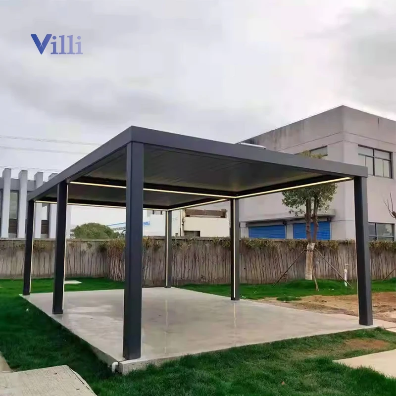 Louvered Pergola Easy Installation Remote Control Aluminum Shutter Sun Shade for Outdoor Garden