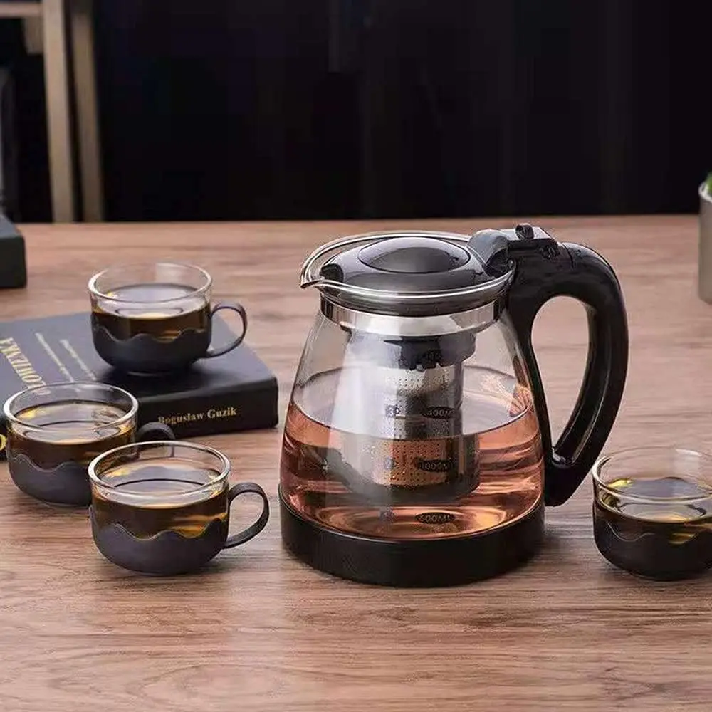 Glass teapots infuser Heat Resistant Glass Teapot Indoor Office Coffee Teapot with Strainer Teaware Convenient with Cup Teaware