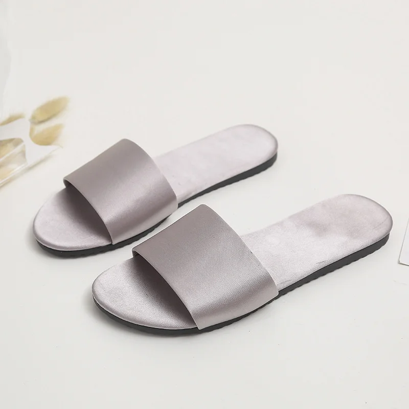 Wedding Party Satin Slippers For Bride Bridesmaid Bachelorette Party Team Bridesmaid Gift Non-Slip Satin Soft Wedding Shoes