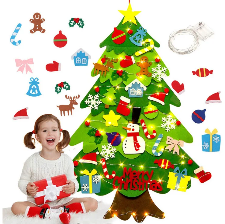 WOWEI 2023 New Felt Christmas Tree Decoration Supplies Puzzle Children DIY Decoration Felt Christmas Tree_12