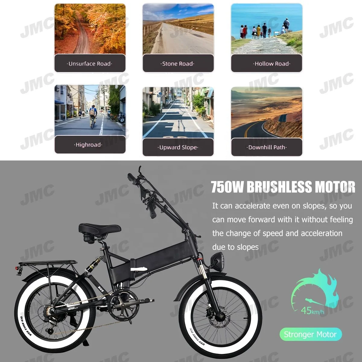 Eu Stock 48V 750W Lithium Battery Power Supply Stock Full Suspension Folding Ebike 20 Inch Fat Tire Electric Bicycle