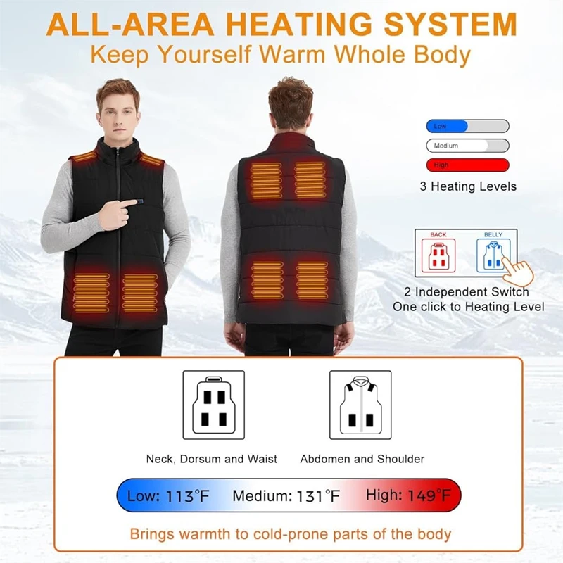 Winter Rechargeable Warm Sleeveless Cotton Breathable Outdoor Heated Vest Custom Heated Vest