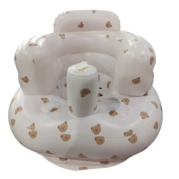 PVC Built in Air Pump Baby Infants Inflatable Leisure Chair Learning Eating Dinner Bathing Stool Baby Sofa