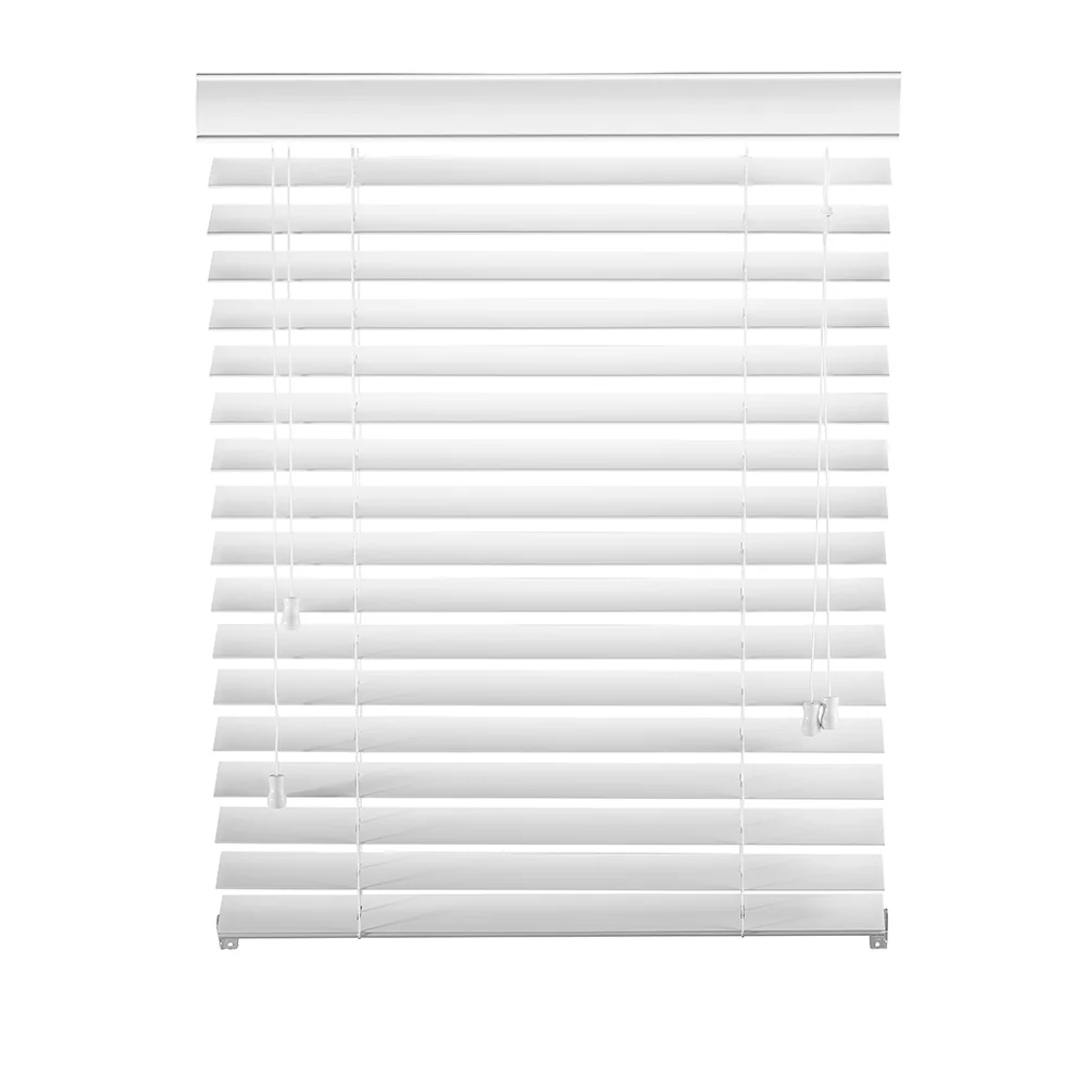 Custom Jalousie 50mm Slats Faux Wood Window Venetian Blinds pvc Manufacturer