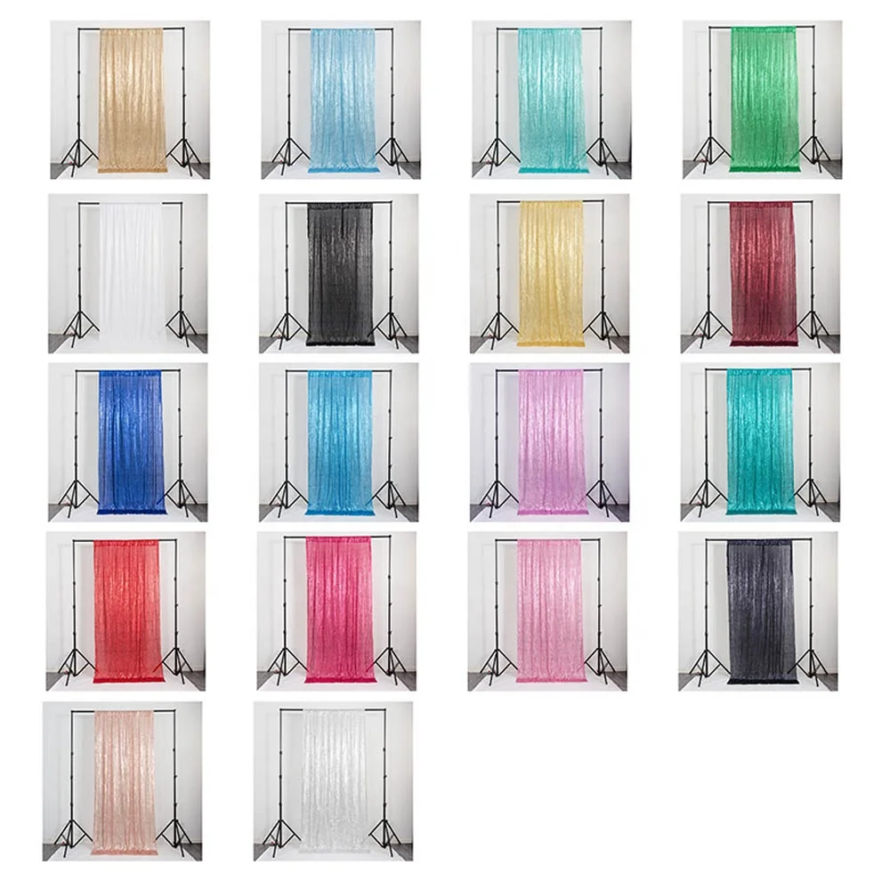 2024 Wedding Stage Decoration Supplies Decoracion Background Party Light Pink Green Rose Blue Sequin Backdrop Curtain