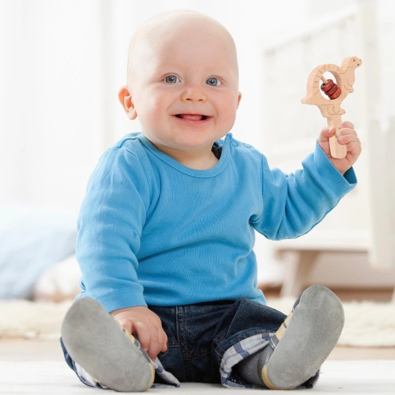 Infant Developmental Montessori Interesting Infant Wooden Hand Sensory Rattles Set Babe Rattle Toy