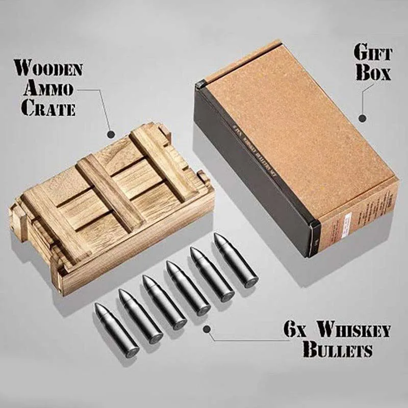 New Product Bullet Whiskey Stones Set Whisky Ice Stone Stainless Steel Whiskey Stones with Box