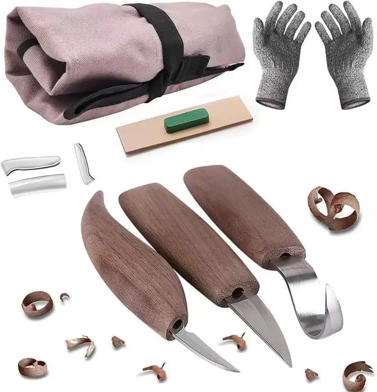 Factory Outlet Craft Carving Knife Woodworking Peeling Hook Knife Hand Tool Cutting Wooden Spoon Stainless Steel Knife Set