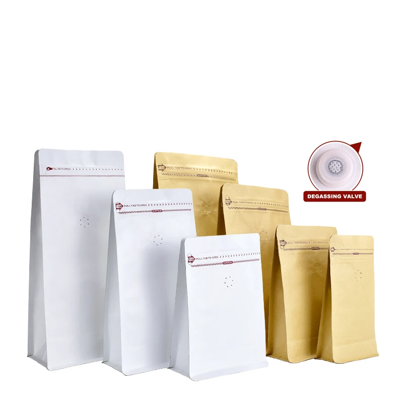 Resealable Lock Packing Wholesale One Way Valve Biodegradable Pouch Packaging Coffee Bags With Degassing Valve And Ziplock