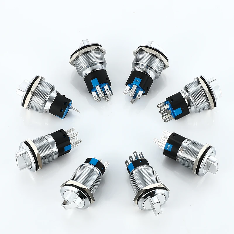 22mm steel dustproof rotary 12v 24v light switch 2/3 positions pin push button switch