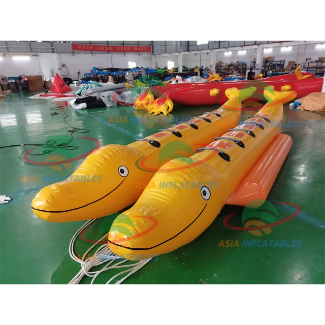 Water Games Equipment 0.9mm Pvc Inflatable Boat Towable Tube Inflatable Dolphin Banana Boat For 10 Person