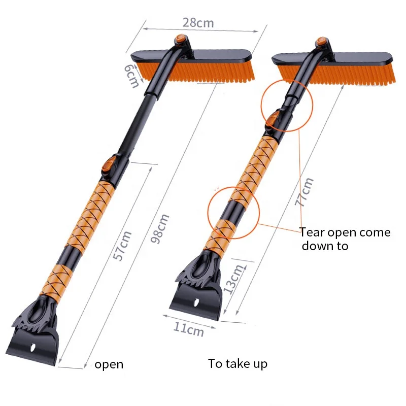 High Quality Durable Portable Snow Shovel Removal Broom deicing car window windshield ice scraper car with brus