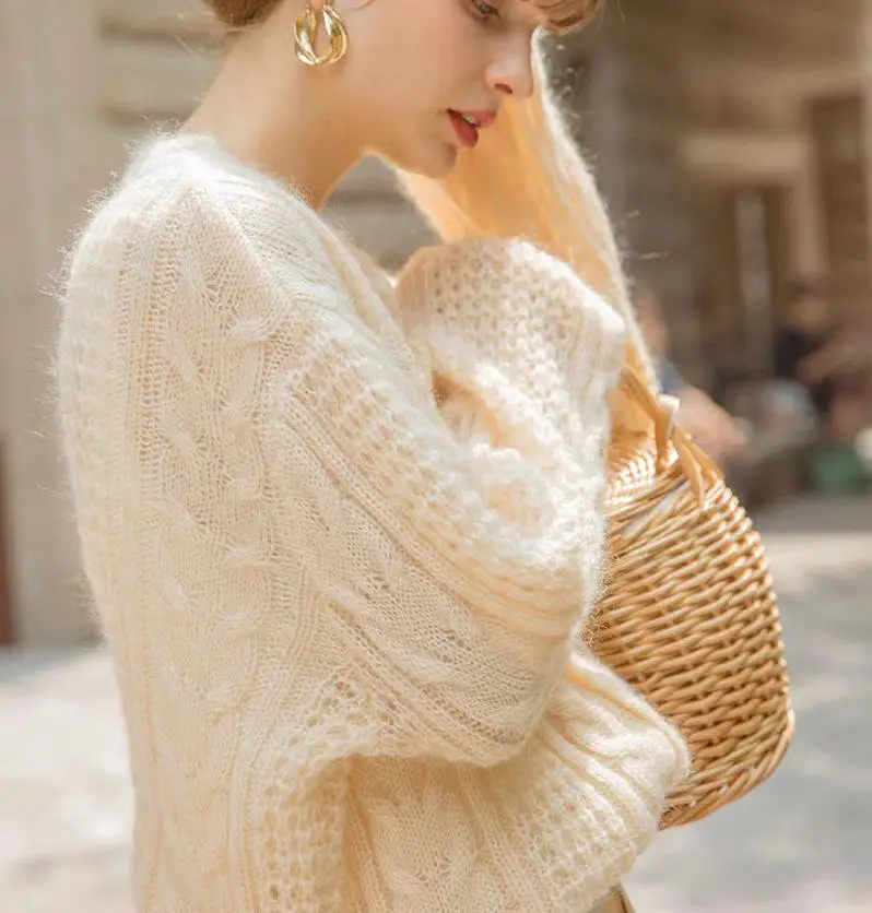 Korean Style Over size cardigan jacquard sweaters plain color sweater