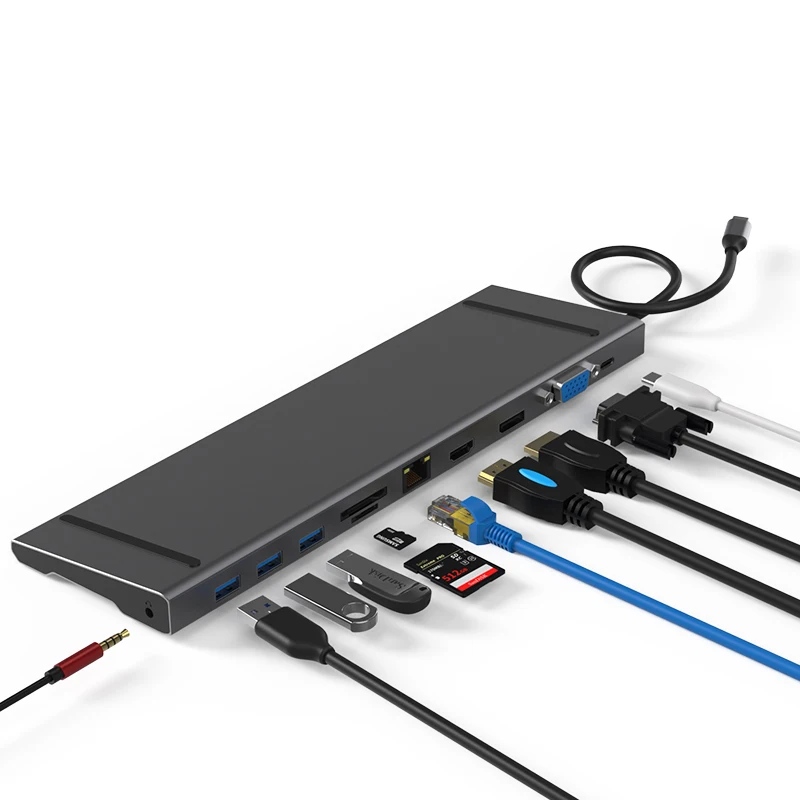 11 in 1 type c multifunctional hub Fast charging DP VGA HD Extension MST Gigabit LAN Laptop Converter