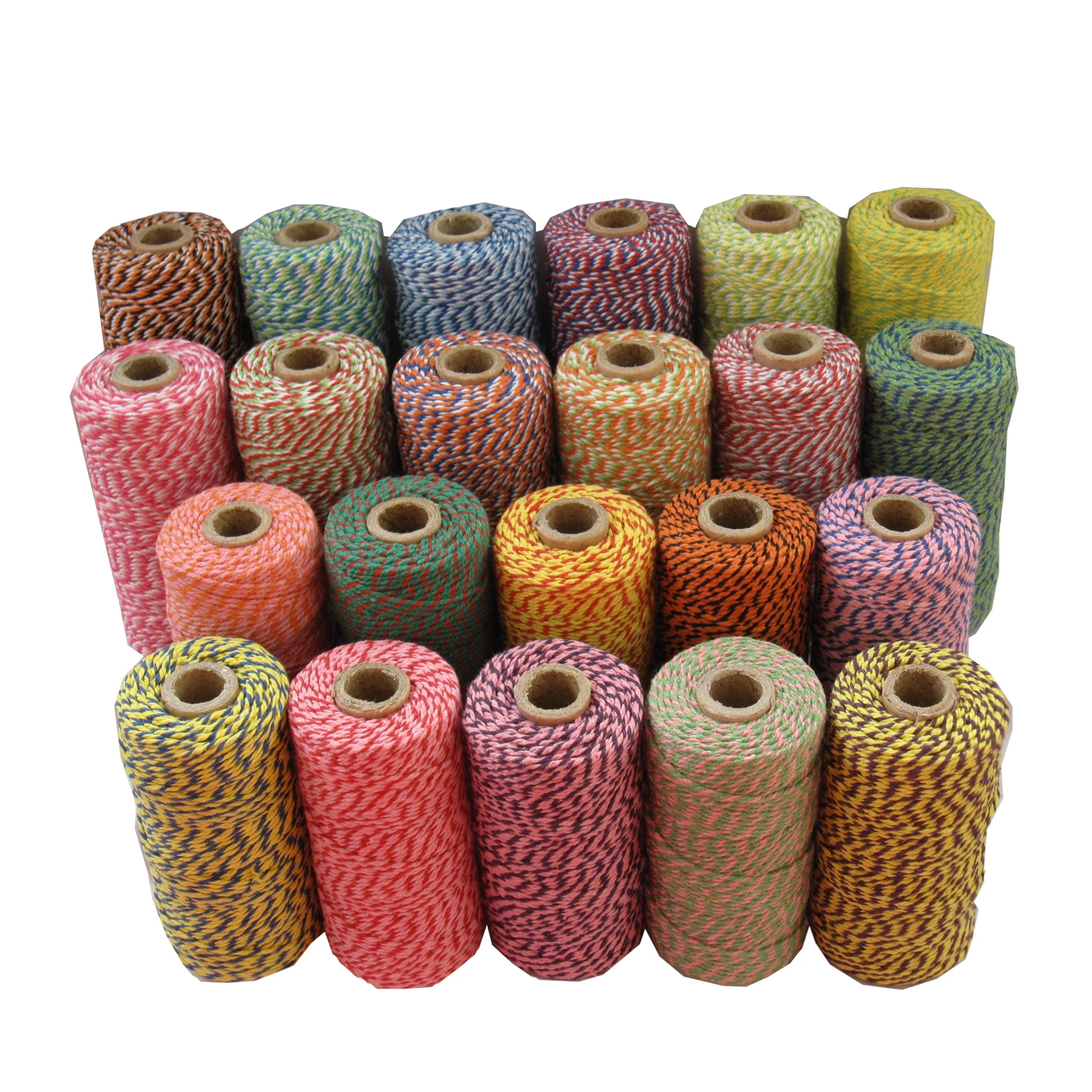 Wholesale 12ply  colorful cotton cord string bakers twine 2mm 100m spool for Christmas gift wrapping