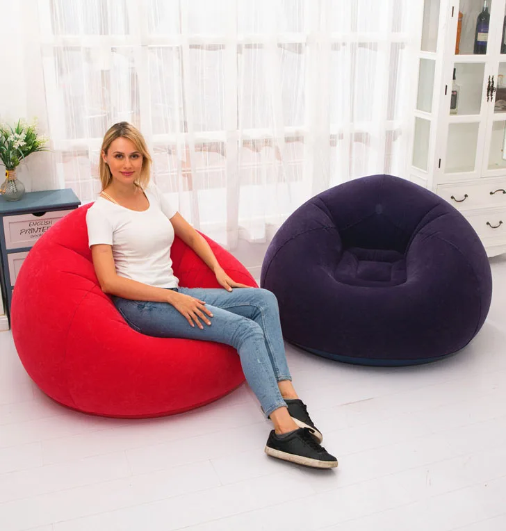 Flocked PVC Inflatable Lazy Sofa Home Living Room Inflatable Chair Couch Furniture