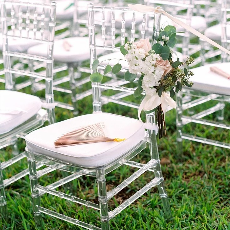 Knocked Down clear acrylic Chavari Chairs wedding banquet with cushions