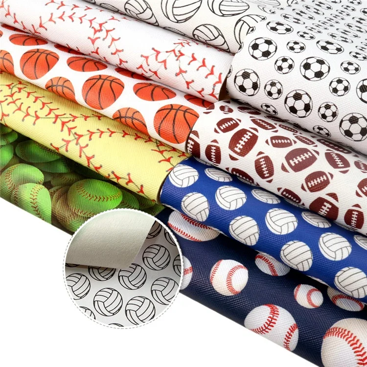 9pcs/set Custom Football Sports Printed Faux Synthetic Leather Sheets 80485