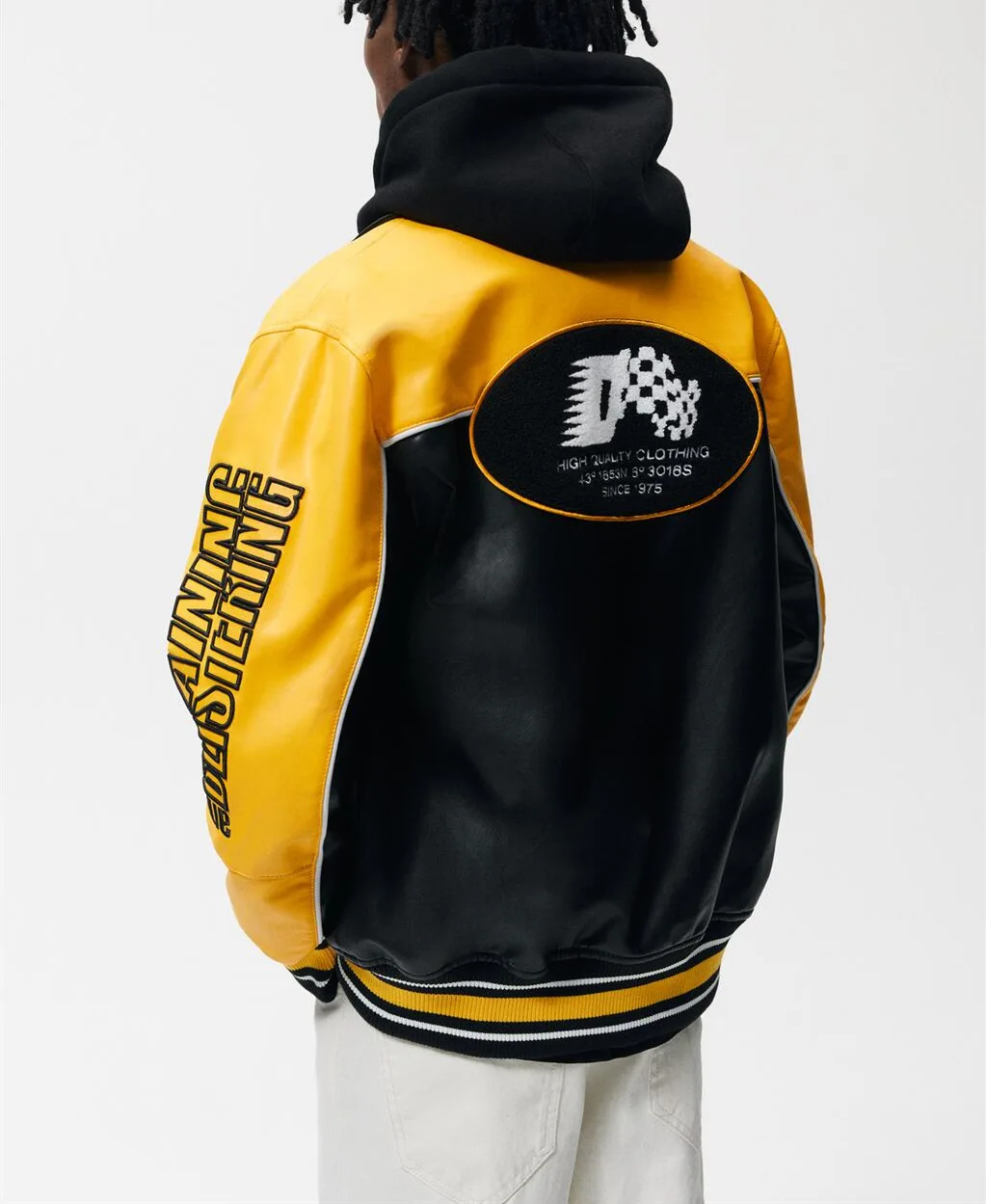 Wholesale Vintage Custom Winter Jackets Turn-Down Collar Ribbed Trim Patches Puff Print Leather Mens Varsity Jacket