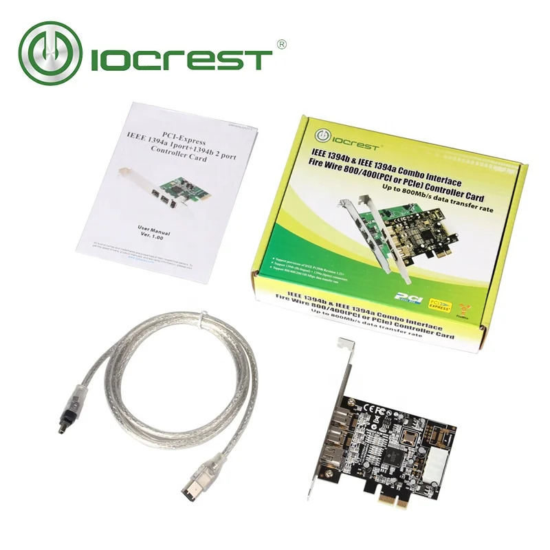 Карта IOCREST с 3 портами 2x 1394b + 1x 1394a firewire ieee 1394 pcie