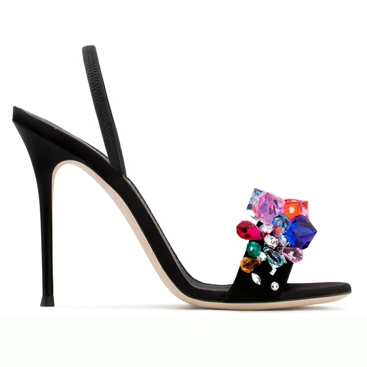 China shoe factory directly sell fashion crystal rhinestone women high heel party shoes hot sale ladies sandals