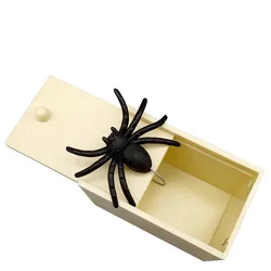Amazon sells Halloween trick toy scare wooden box spider spoofing toy bug gift trick game wholesale