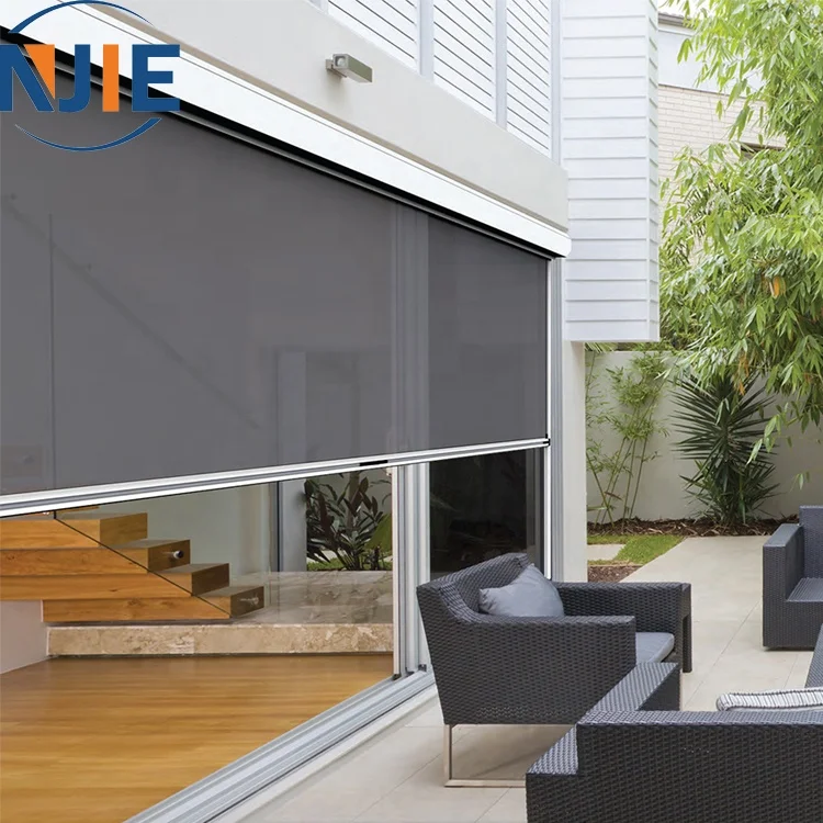 Factory direct sale remote control waterproof motorized movable retractable vertical facade awning outdoor