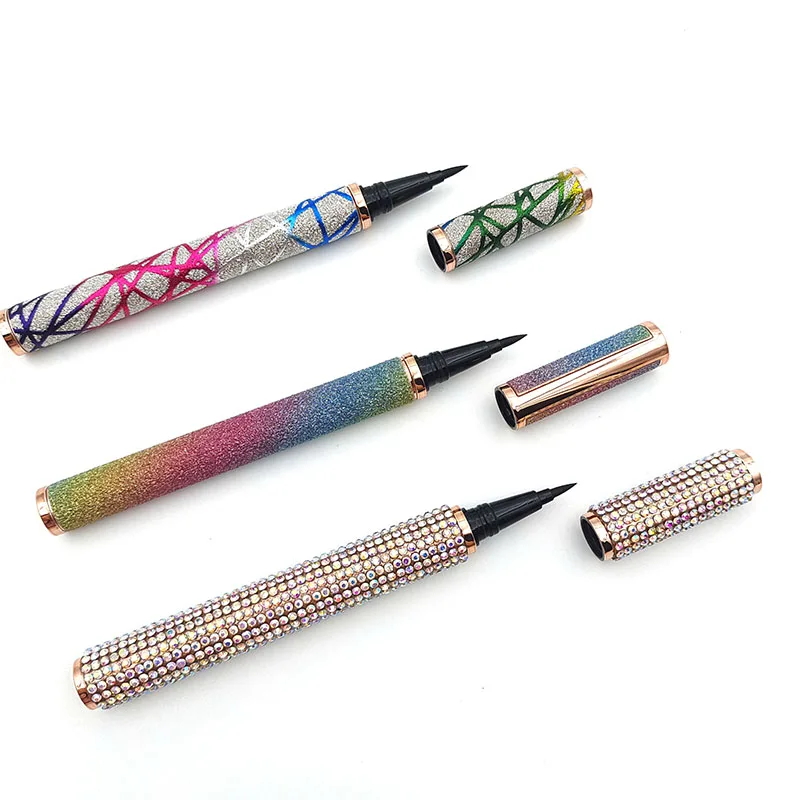 Customized glitter 3d mink Eyelash Magic Eyeliner Self Adhesive lashes Private Label Glue Pen