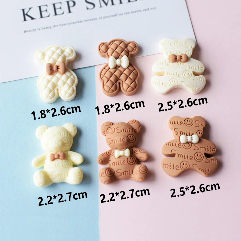 New Mini Flat Back 3d Resin Cute Cream Colorful Bear Doll Decor Craft Children Kids Phone Case Keychain Hairpin Charm Jelly DIY