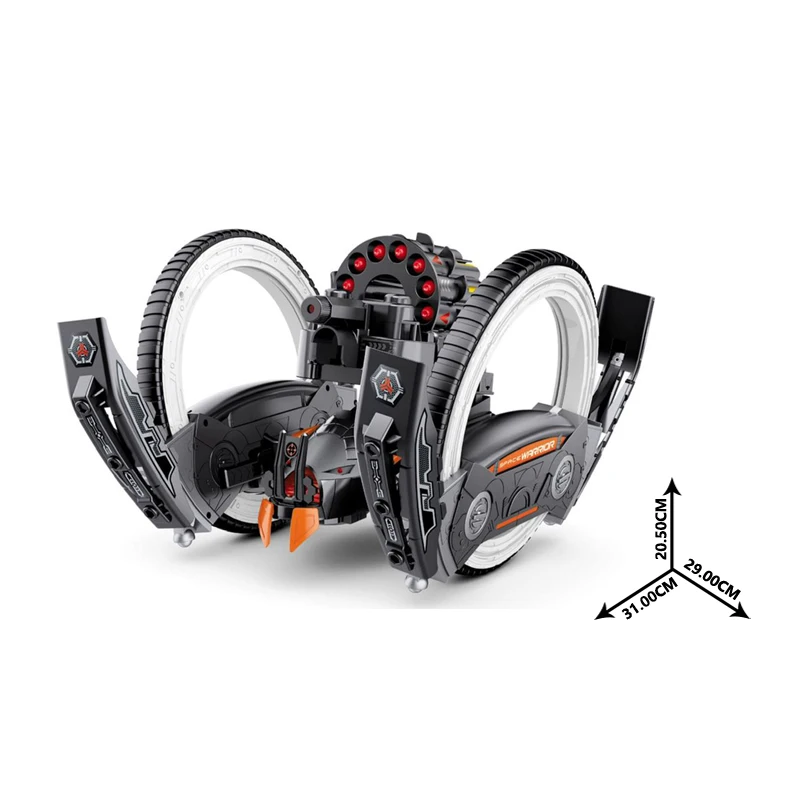 2.4Gdiy Soft Bullet Weapon Combat Car 360 Degree Spinning Luminous Big Wheel Off-Road Rolling Hand Gesture Rc Stunt Toy