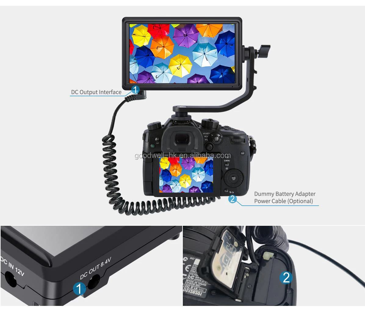 FW568 5.5 Inch 4K DSLR Camera Field LCD  Monitor IPS Full HD 1920x1080 Support HDMI Input Output Tilt Arm