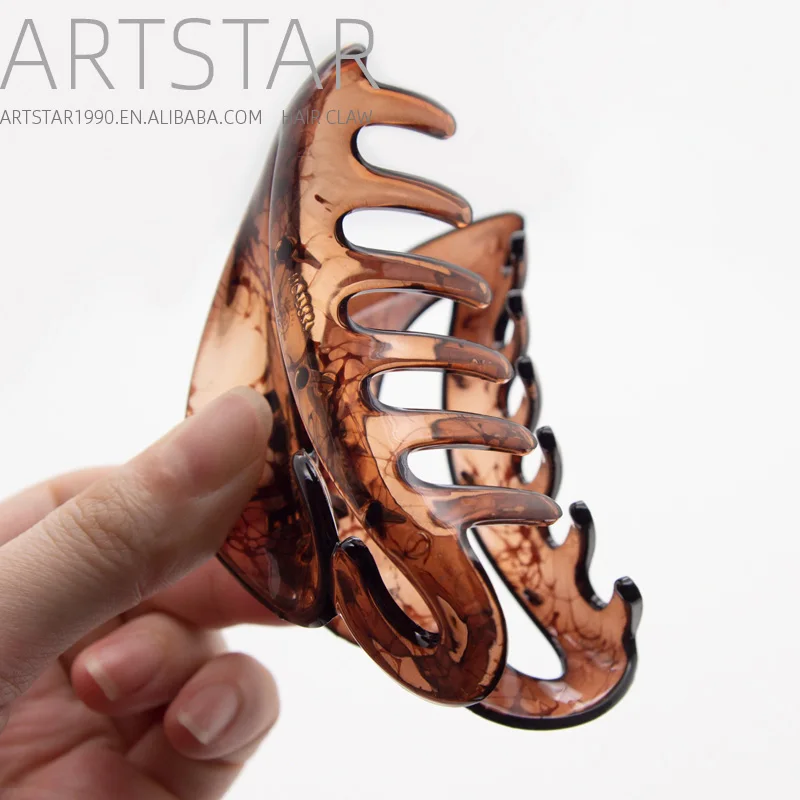 In Stock Brown Crystal Plastic PC Large Hair Claw Clip Cheap Crab Price Accessories Wholesale Artstar for Young Women Hair Gril