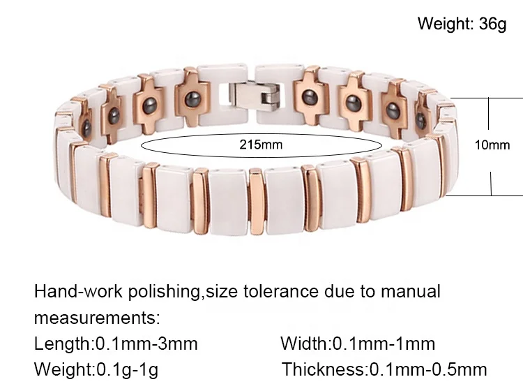custom bio ceramic magnetic ceramic jewelry stainless steel women bracelet