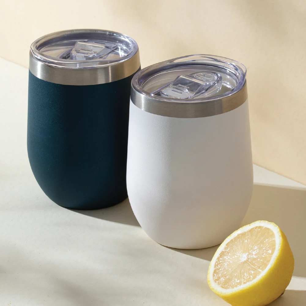 Wholesale Custom Stainless Steel Stemless  12oz Bling Wine Tumblers with Lid  Vacuum Insulated 12 oz Glass Wine Cups