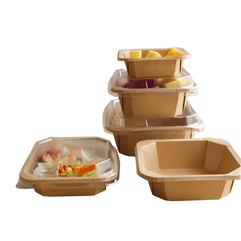 Food Restaurant New Design Take out food container White Kraft octagonal paper bowl Square Rectangle kraft paper salad box