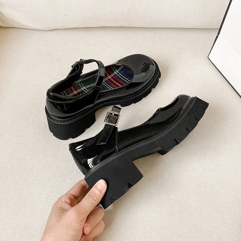 2022 Small Size 31-43 Preppy Style Girls Fancy Mary Jane Shoes Uniform Temptation Retro Granny Chic Cute Women Chunky Heel Shoes