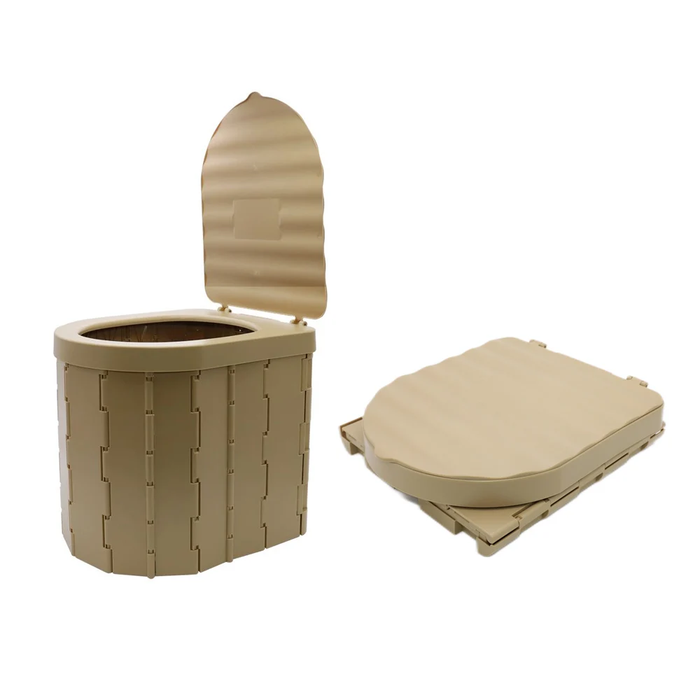Customized Brand Logo Trendy Sand Yellow Compost Toilet Outdoor Camp Foldable Camping Portable Folding Toilet Price