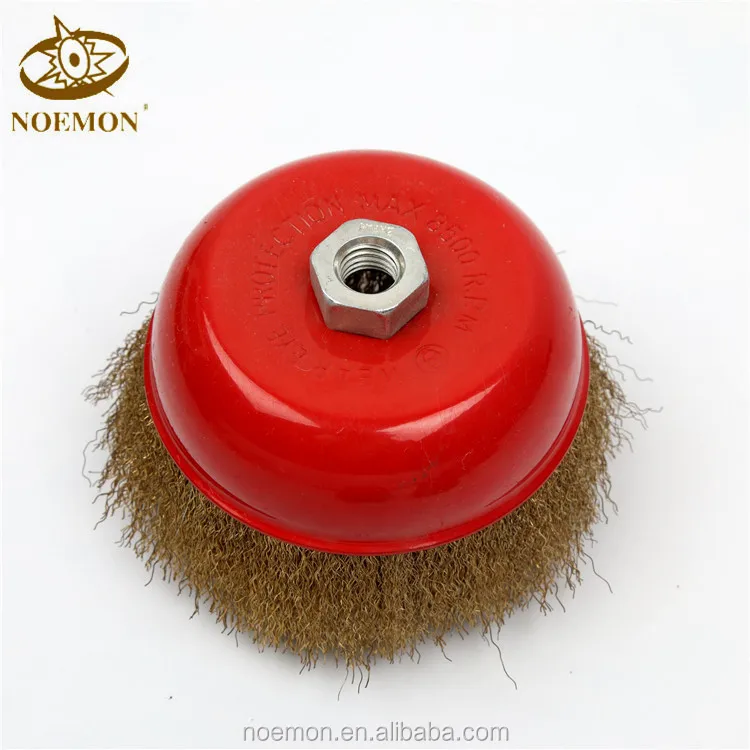 Industrial Cup Circular Drill Brushes Crimped Brass Wire 75mm With Hex Bolt