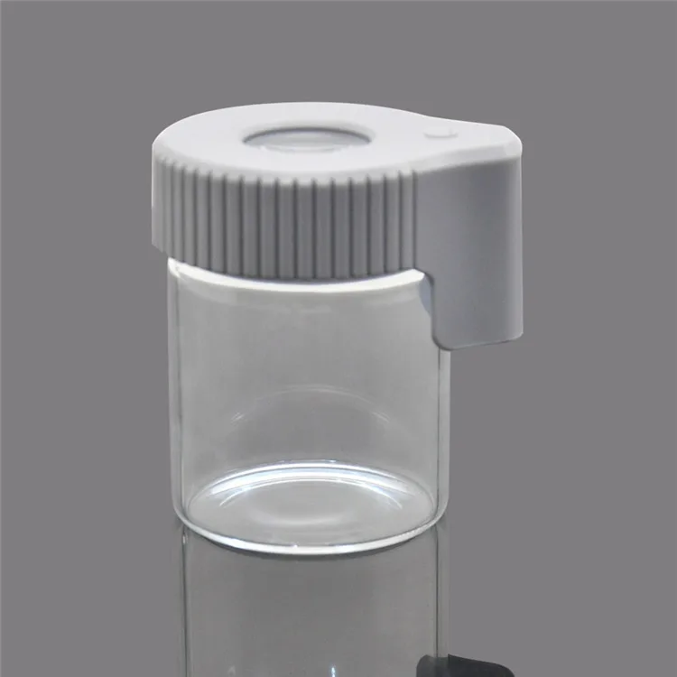 
Logo custom smoking accessories weed packaging jar led container mag jar with magnifying glass 