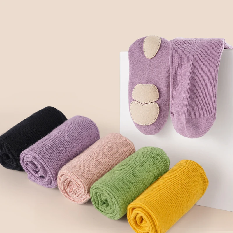 Professional Yoga Dance Socks Three Soles Anti Slip Modern Dance Socks Mid Tube Stockings