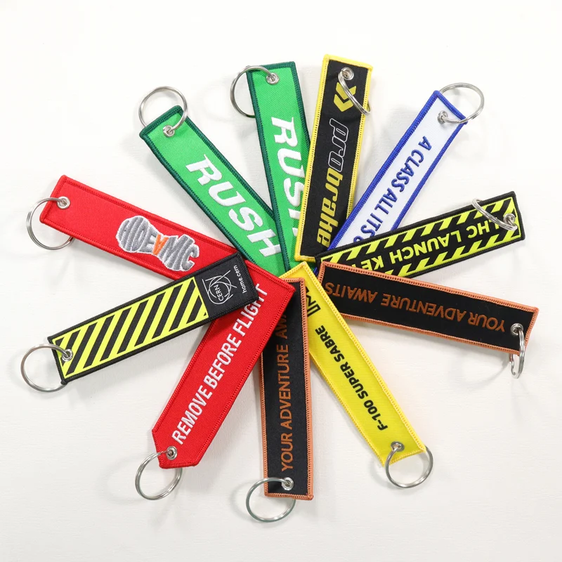 Cheap Promotional Gifts Custom Fabric Tag Woven Keychain Fabric Keychain Embroidery Keychain