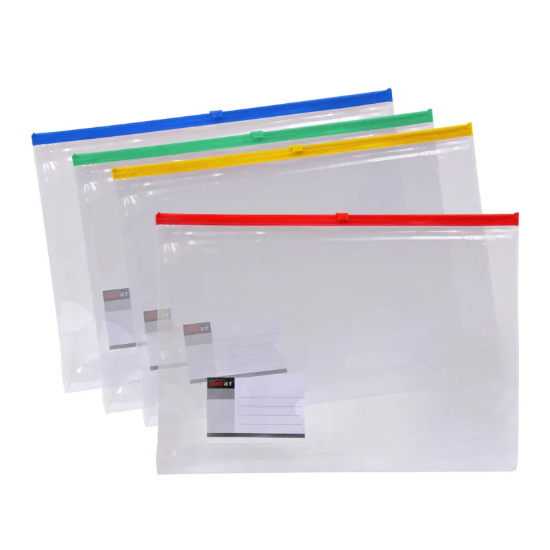 
US-F56 Plastic Zipper File Bag A4 Size File Envelope Document Bag Paper Pockets Letter Folder PVC Material 